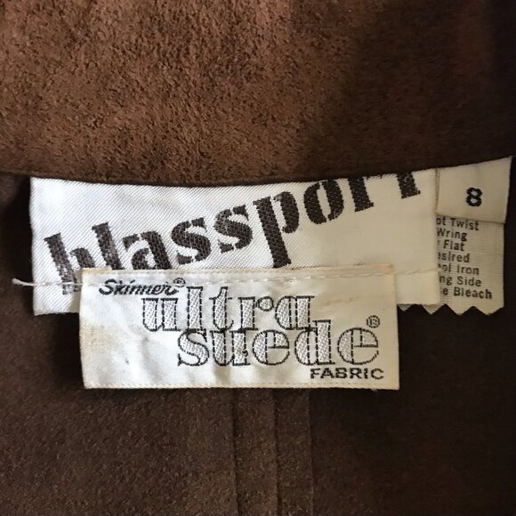 Vintage 1970s Blassport Bill Blass Ultra Suede Brown Button Down Dress Size 8 - Picture 7 of 10